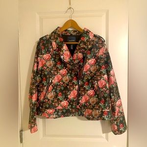 MODCLOTH FLORAL MOTO CROPPED VEGAN LEATHER JACKET NWT SIZE 1X